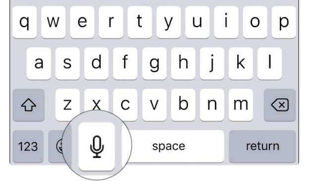 Przycisk dyktowania na klawiaturze iOS