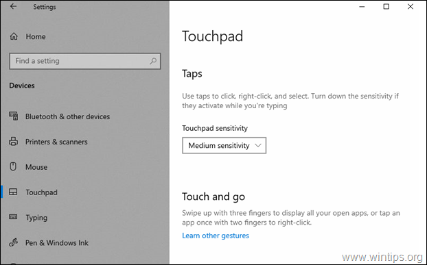 Brak ustawień płytki dotykowej TouchPad w systemie Windows 10