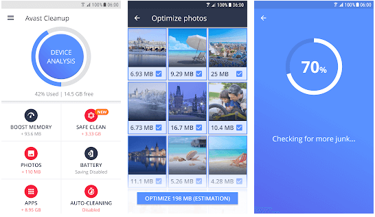 Avast Cleanup and Boost, 폰 클리너, 옵티마이저