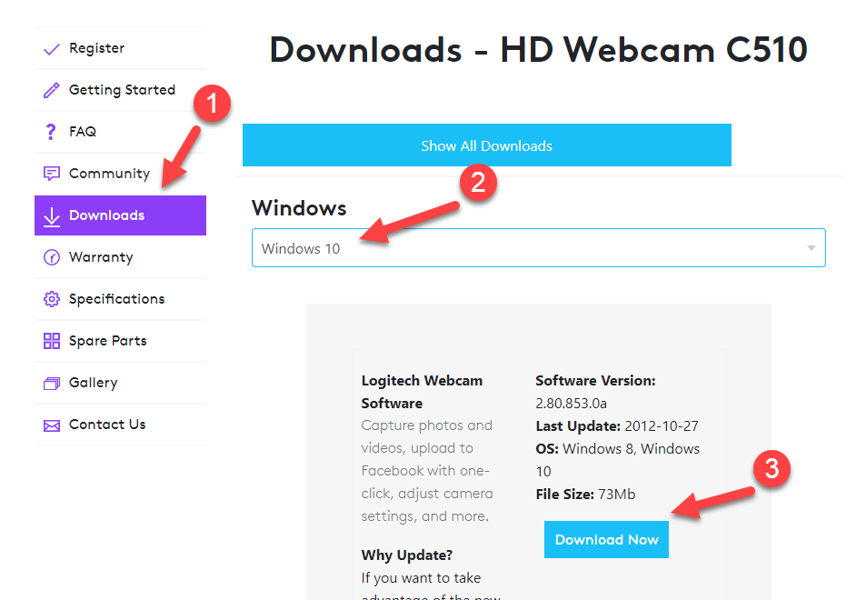 Download da HD Webcam C510