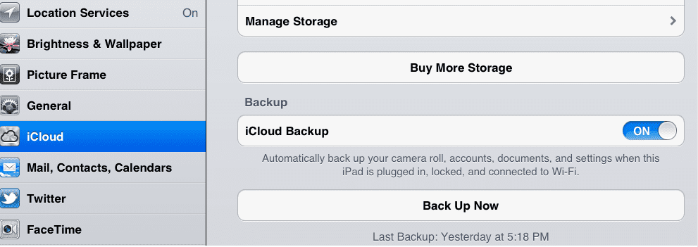 Backup iCloud