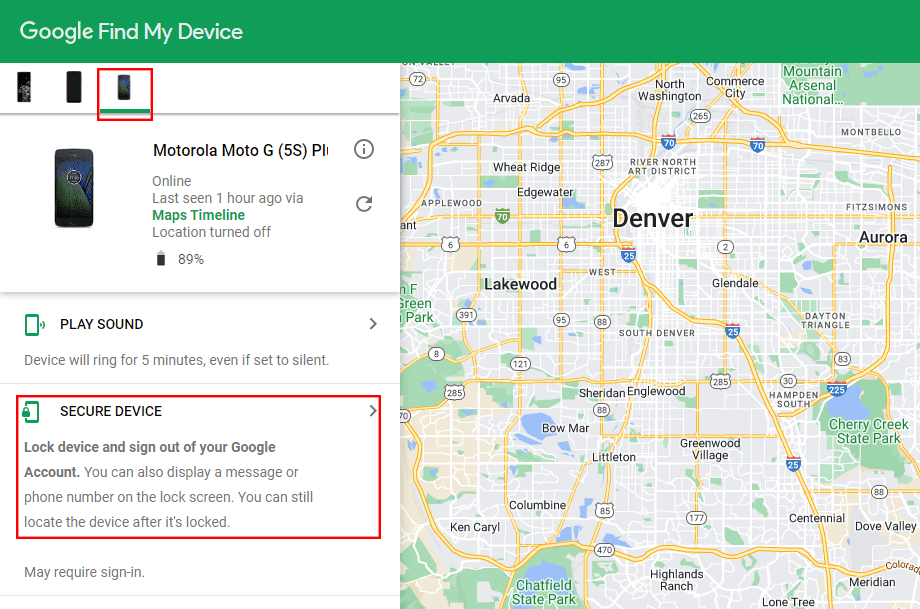 Google Find My Device Отключване чрез парола, защитаваща устройството