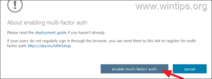 Habilitar a autenticação multifator Microsoft 365 Admin Center