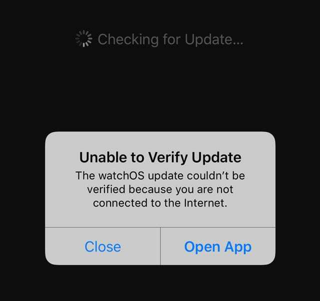watchOS-ის განახლების გადამოწმება შეუძლებელია