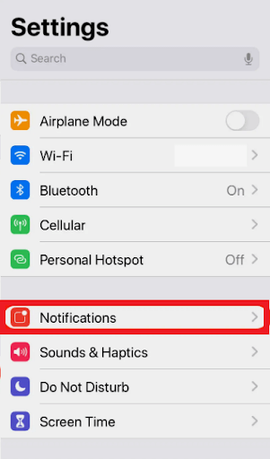 Configurações de notificações do iPhone