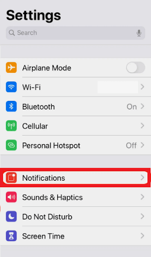 Paramètres de notification de l'iPhone