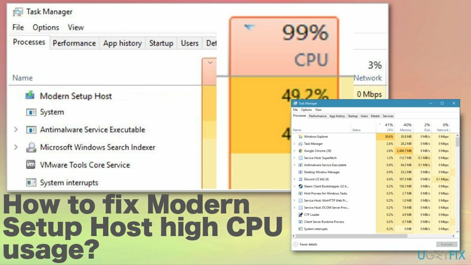 المشكلة مع استخدام وحدة المعالجة المركزية عالية الإعداد Modern Setup Host