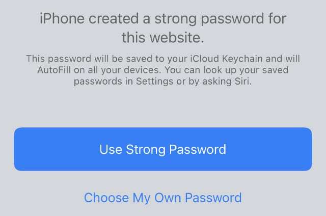 iPhone создал надежный пароль в Safari