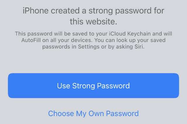 iPhone heeft een sterk wachtwoord gemaakt in Safari