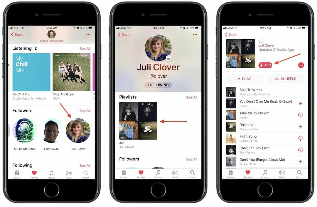 Apple Music īsceļi — koplietot profilu