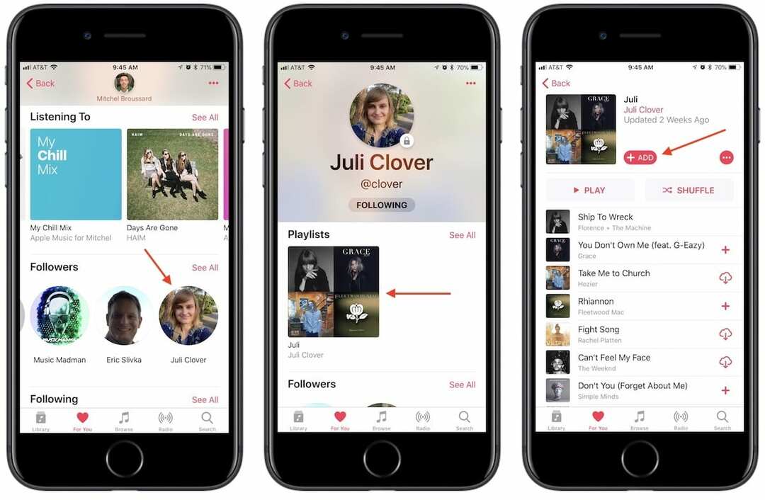 Apple Music prečaci - Dijeli profil