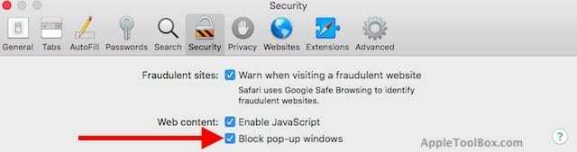 Bloquer les escroqueries pop-up Safari