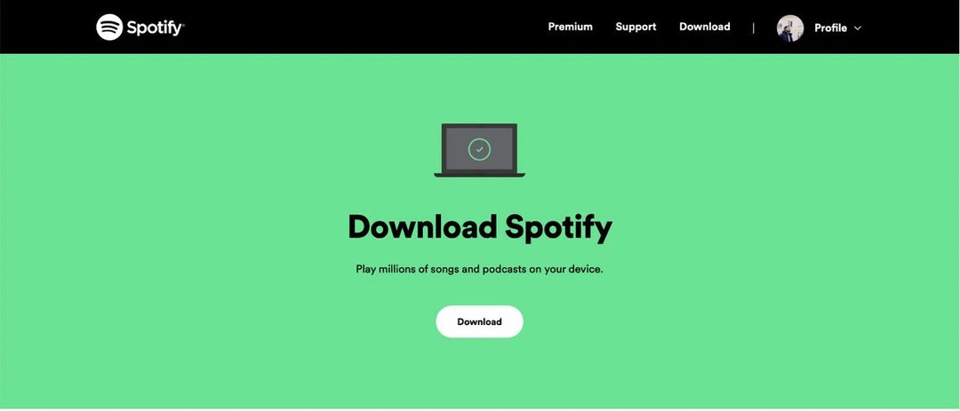 Képernyőkép a Spotify letöltéséről Mac számítógépre