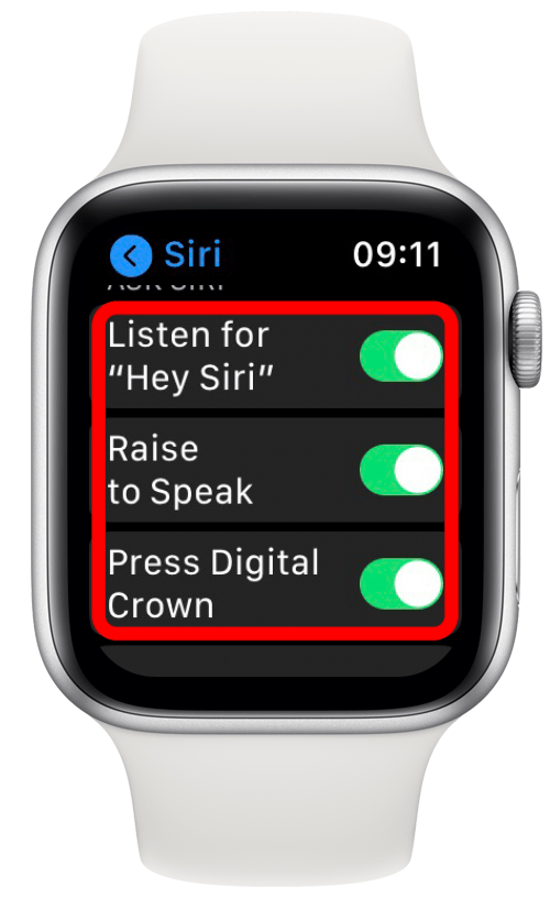 Valitse Kysy Siriltä, ​​kuinka haluat Sirin aktivoitavan.