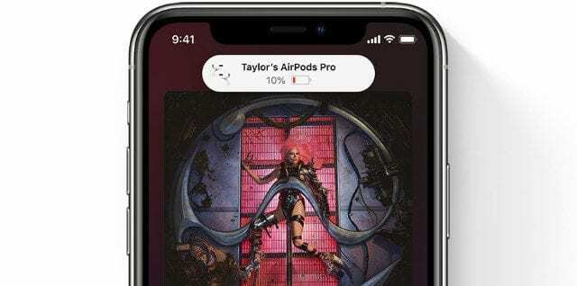 Aku tühjenemise teatis AirPodide kohta iPhone'is