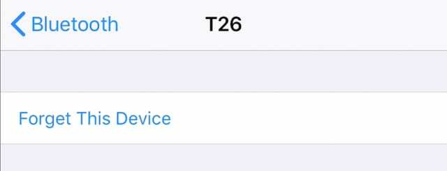 Forget This Device Bluetooth beállítások opció.