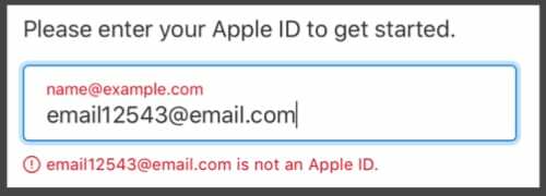 Din e-postadress är inte ett Apple ID-meddelande.