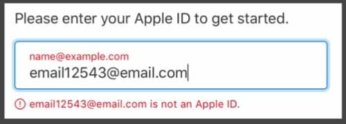 Ваш адрес электронной почты не является сообщением Apple ID.