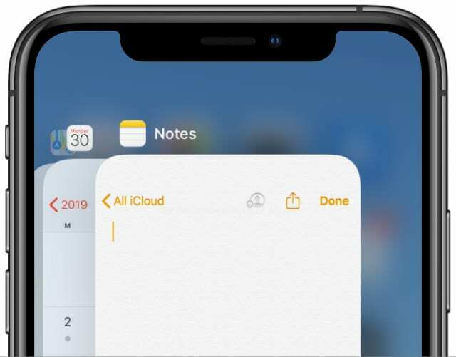 App Switcher-Ansicht auf dem iPhone XS