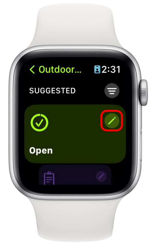 अपना वर्कआउट संपादित करने के लिए पेंसिल आइकन टैप करें।