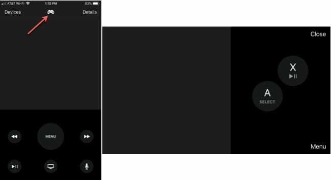 Gra i kontroler w aplikacji Apple TV Remote