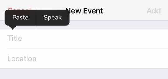 копирайте едно събитие от календара на iOS в ново събитие в календара на iOS на iPhone, като използвате командата paste title