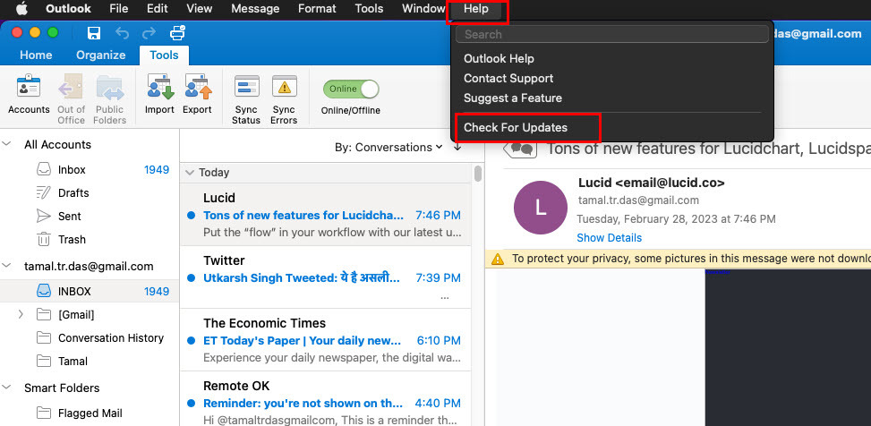 Comment mettre à jour Outlook sur macOS