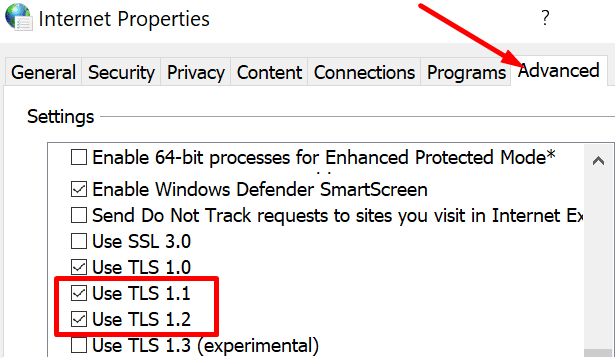 TLS-Interneteigenschaften