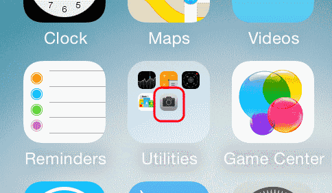 ไอคอนกล้อง iOS ในโฟลเดอร์