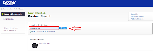 डीसीपी L2541DW सर्च बॉक्स में जाकर सर्च बटन पर क्लिक करें