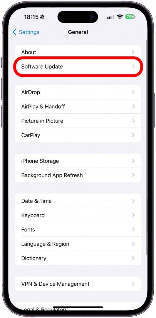 Dodirnite Ažuriranje softvera i ažurirajte svoj iPhone ako je dostupno ažuriranje.