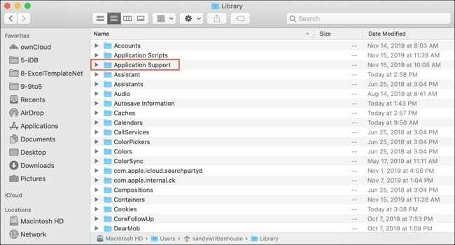 Cartella Supporto applicazioni su Mac