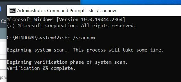 Verificação do prompt de comando agora