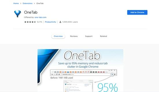 One Tab ir viens no būtiskiem Chrome drošības spraudņiem