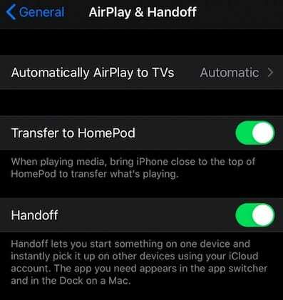 iOS 13.2-funktioner för Airplay och handoff