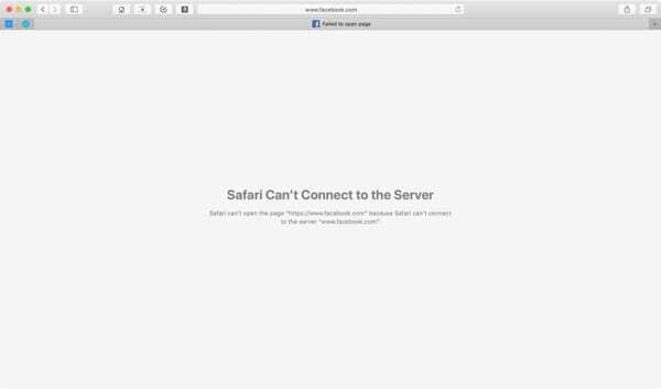 Blockierte Website in Safari auf dem Mac