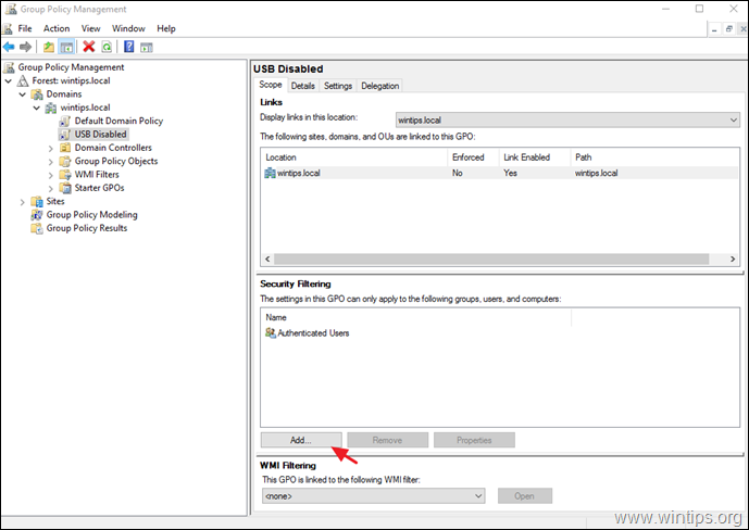 บล็อก USB ให้กับผู้ใช้บางรายใน AD Server 2016