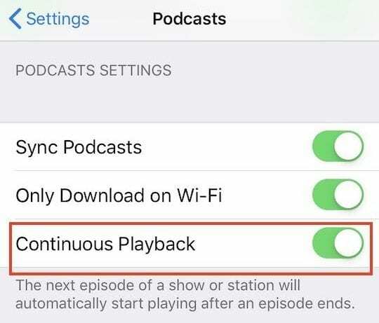 Nepretržité prehrávanie iOS 12 v podcastoch