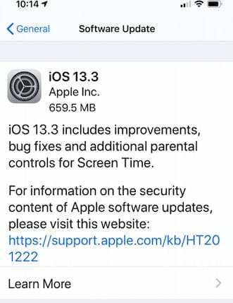 iOS 13.3 atjauninājums