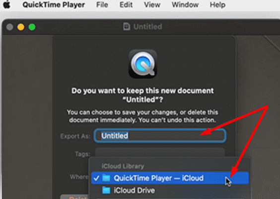 Quick-Time Player-export-to-iCloud
