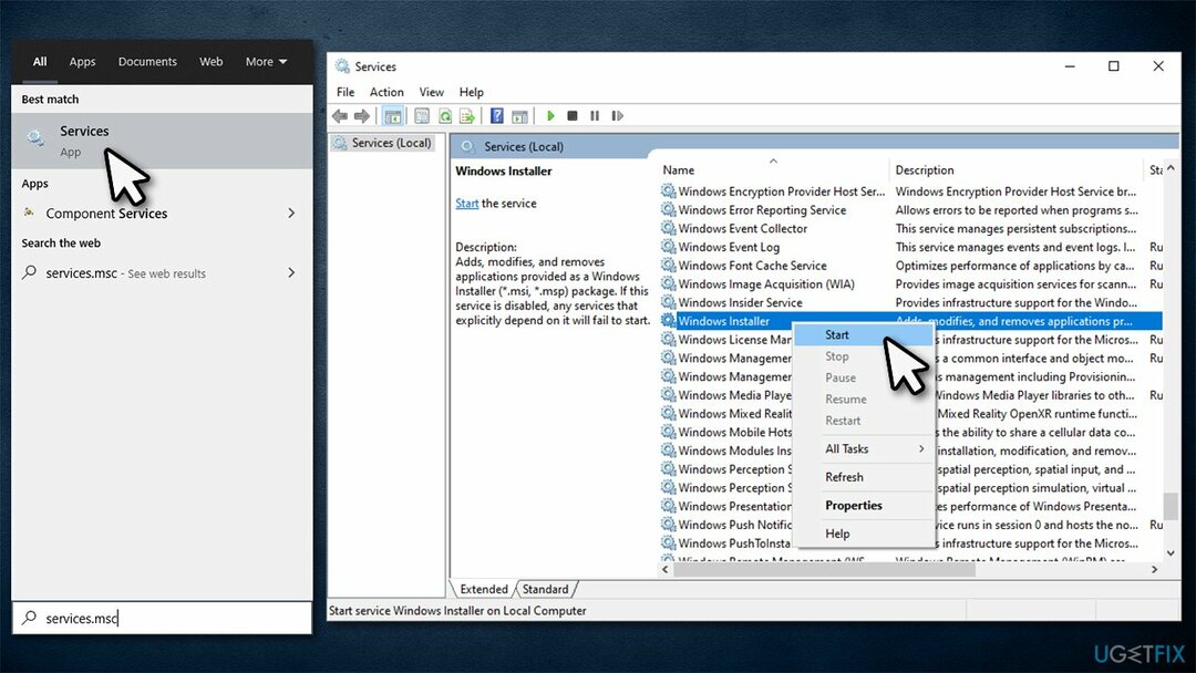 Εκκινήστε την υπηρεσία Windows Installer