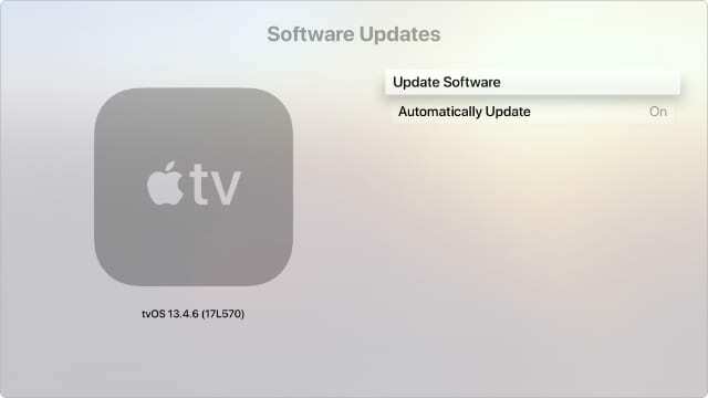 Apple TV Update Software הגדרות מערכת