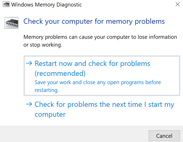 diagnostik memori windows