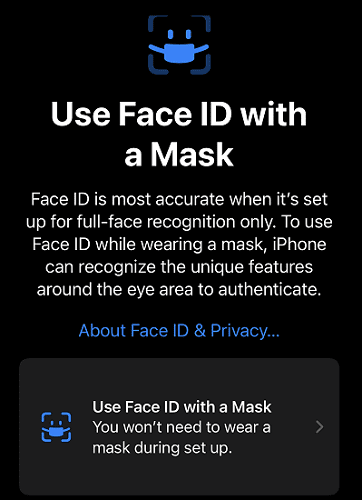 „iOS“ naudoja „Face-ID“ su kauke