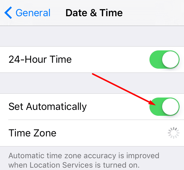 zeit automatisch einstellen ios