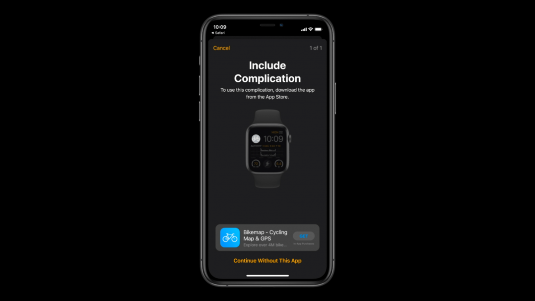 Apple WatchOS7 컴플리케이션 프롬프트 다운로드