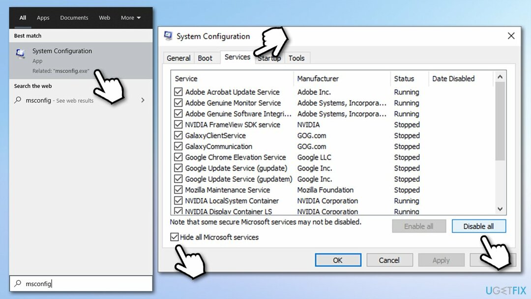 قم بتشغيل الأمر Msconfig