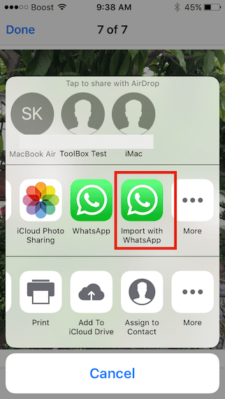 Del iMessage-billede til WhatsApp