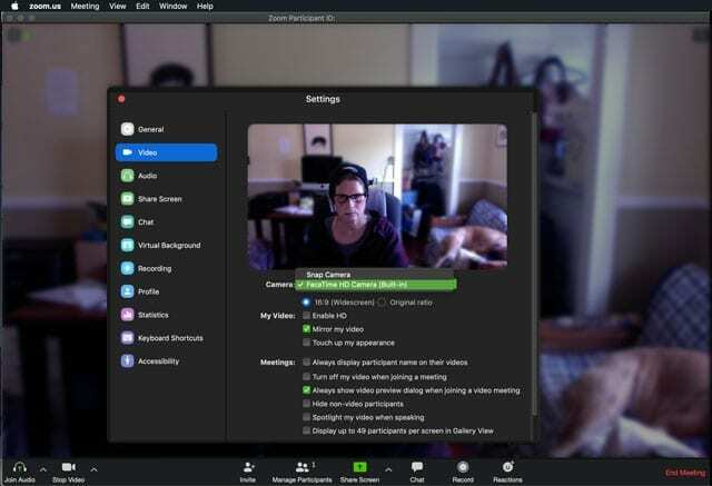 Зумирајте подешавања видео записа и камере у подешавањима апликације за Мац