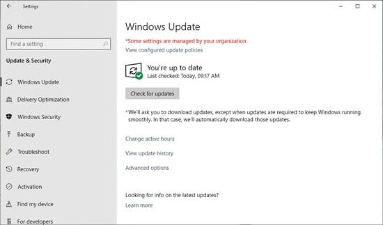 trykk på Windows Update